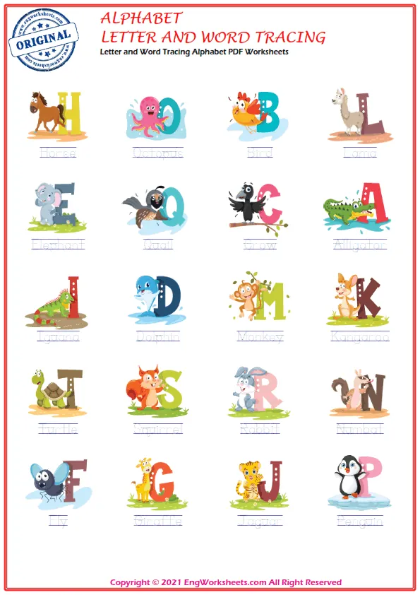 Letter and Word Tracing Alphabet PDF Worksheets
