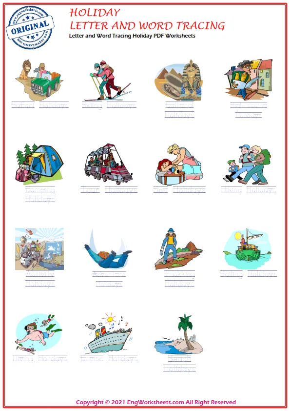 Letter and Word Tracing Holiday PDF Worksheets