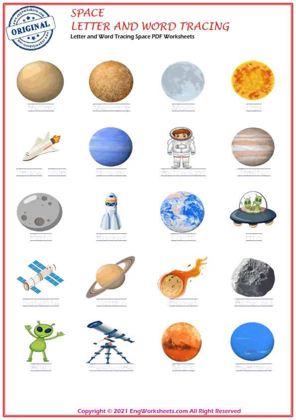 Letter and Word Tracing Space PDF Worksheets