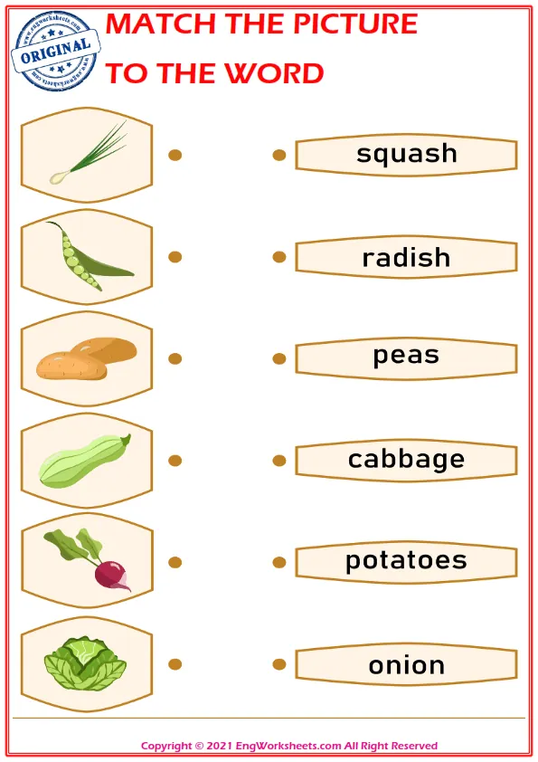 Match the picture to the word worksheet for children