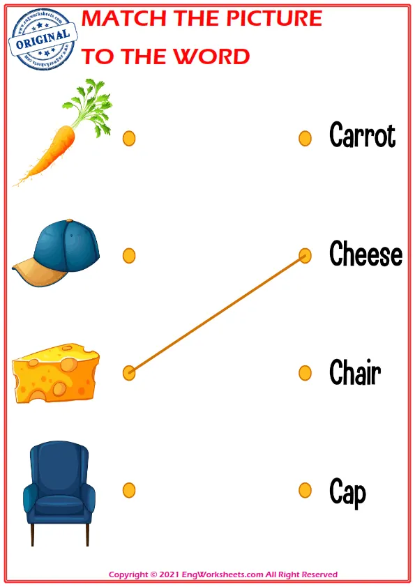Match the picture to the word worksheet for children