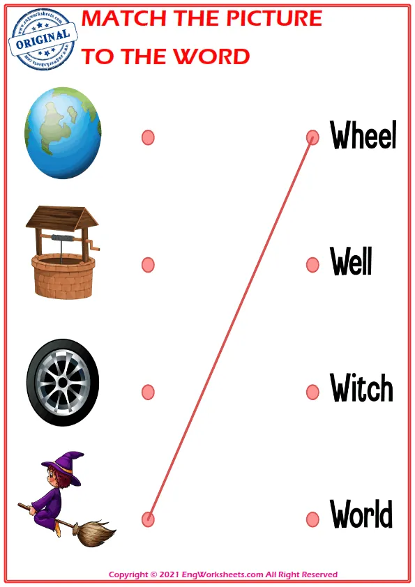 Match the picture to the word worksheet for children