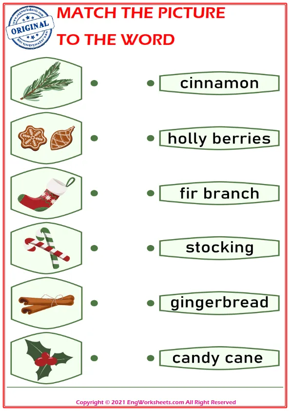 Match the picture to the word worksheet for children