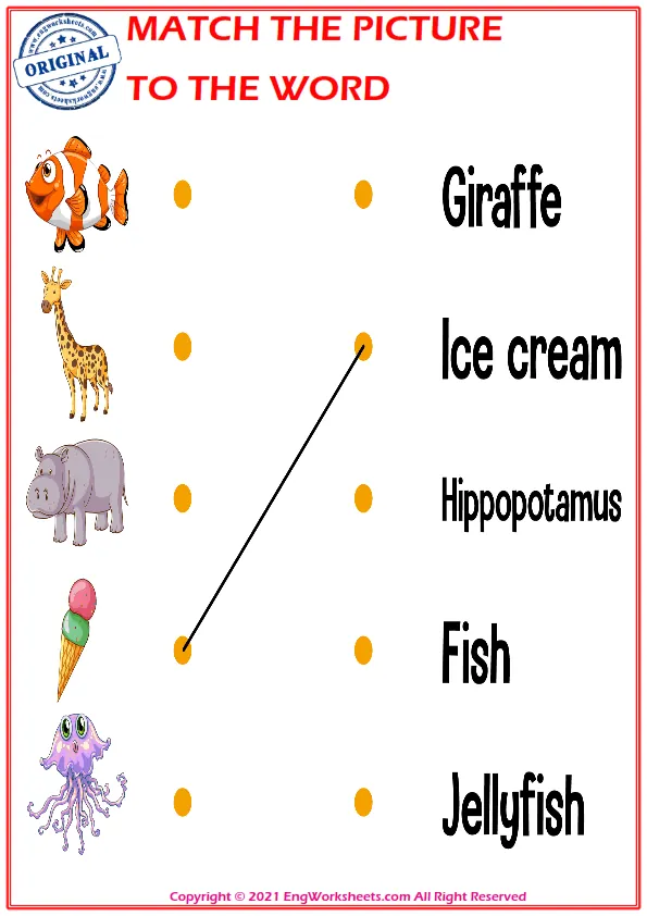 Match the picture to the word worksheet for children