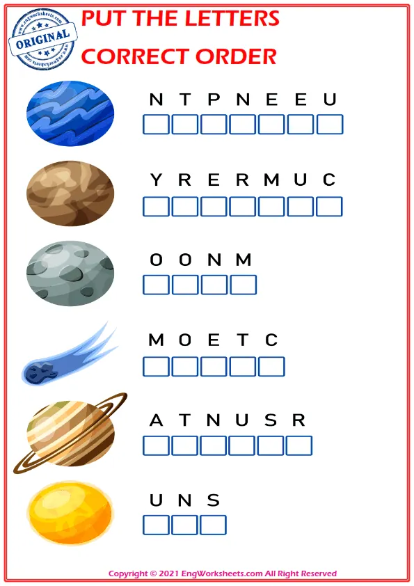 Put the letters in the correct order. worksheet for children.