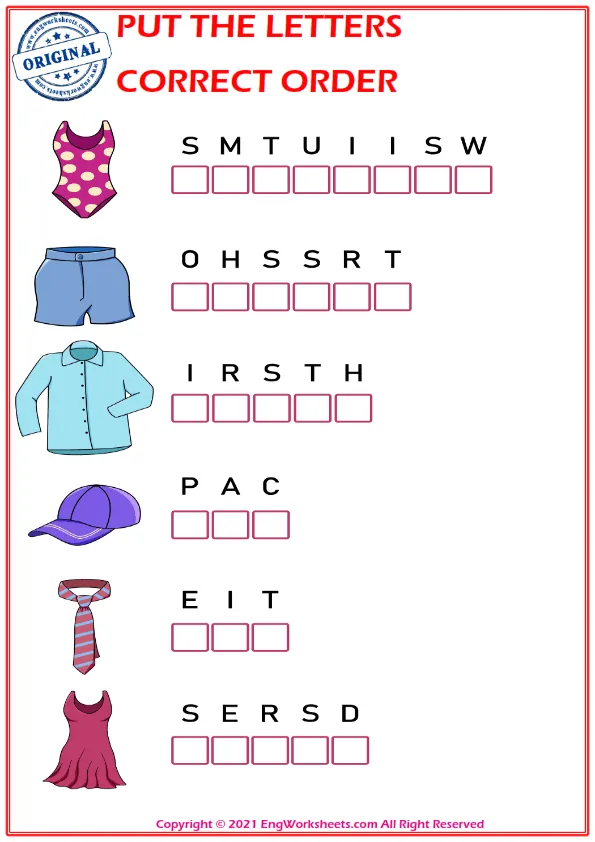 Put the letters in the correct order. worksheet for children.