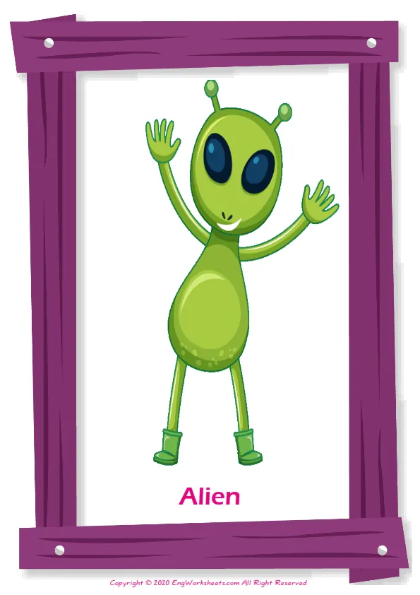Space English vocabulary worksheet with full-page words