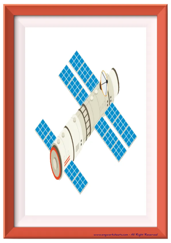 Full page ESL Flashcard without words containing Space picture for kids and teachers.