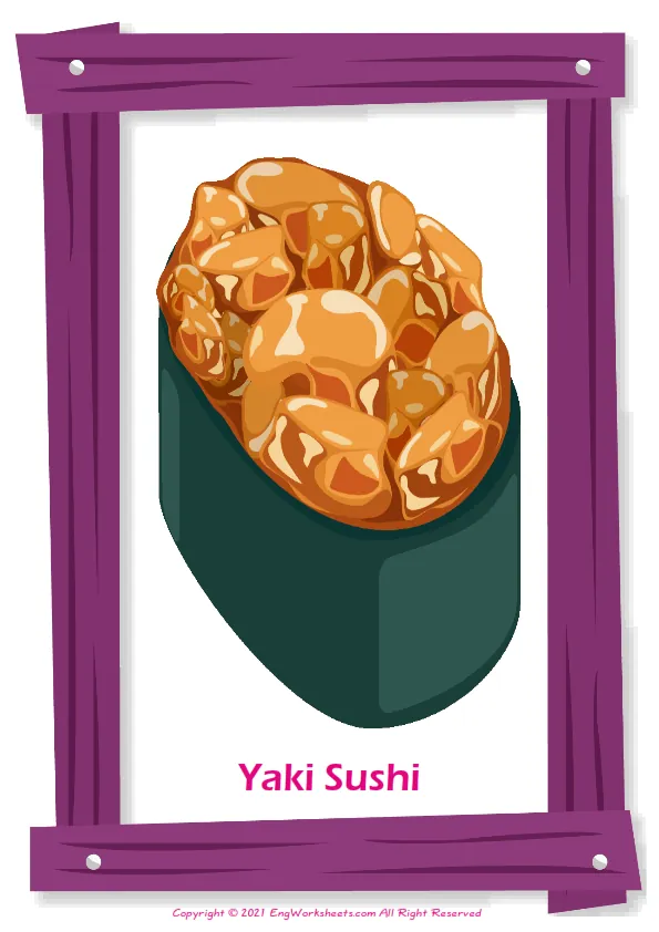 Sushi English vocabulary worksheet with full-page words