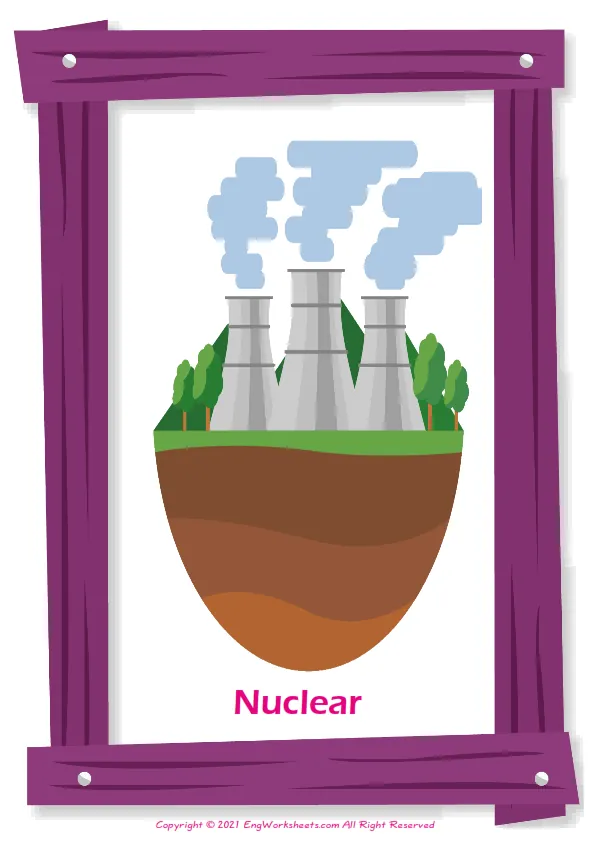 Types of Energy English vocabulary worksheet with full-page words