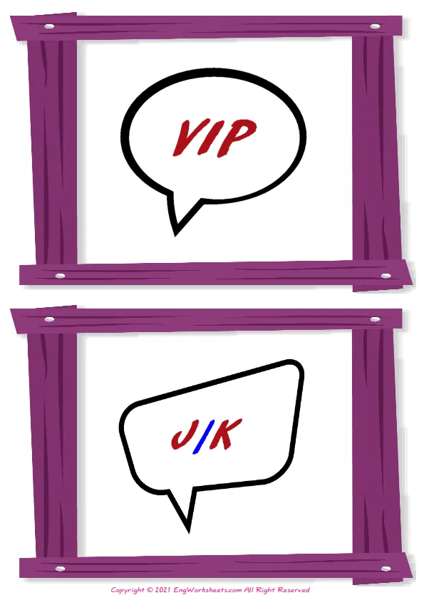 Wordless Abbreviation vocabulary worksheet with two images per page