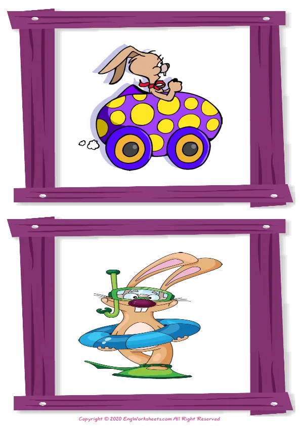 Wordless Action Verbs vocabulary worksheet with two images per page
