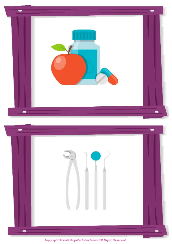 Dental Care ESL Printable Picture Dictionary For Kids. Write the Numbers Next to the Words.
