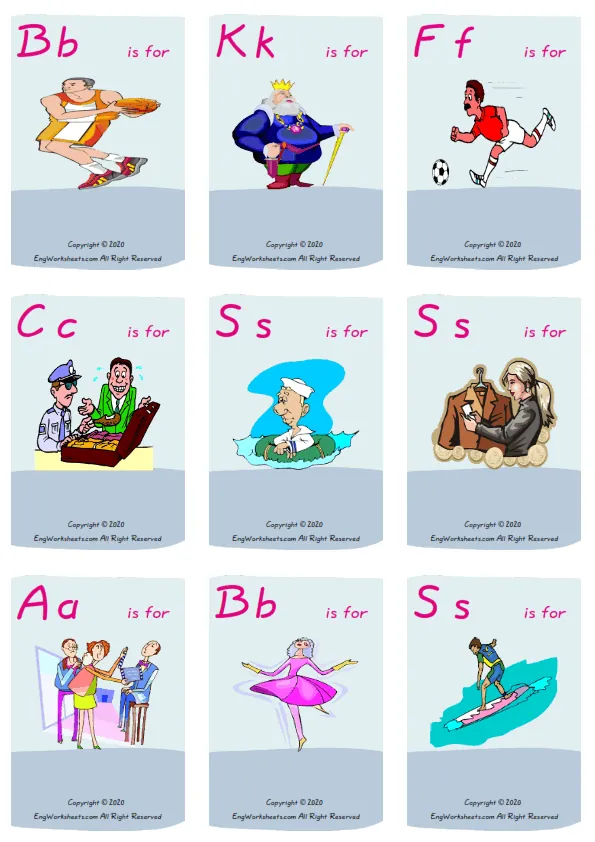 Wordless Jobs Occupations vocabulary worksheet with nine images per page