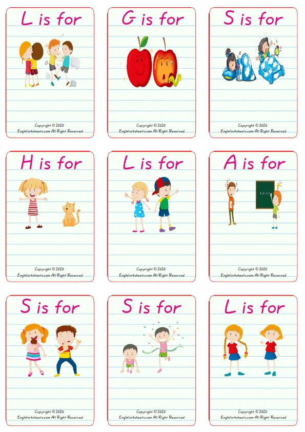 Wordless Opposites vocabulary worksheet with nine images per page