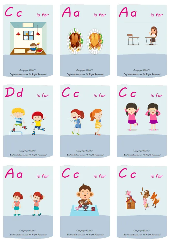 Wordless Opposites vocabulary worksheet with nine images per page