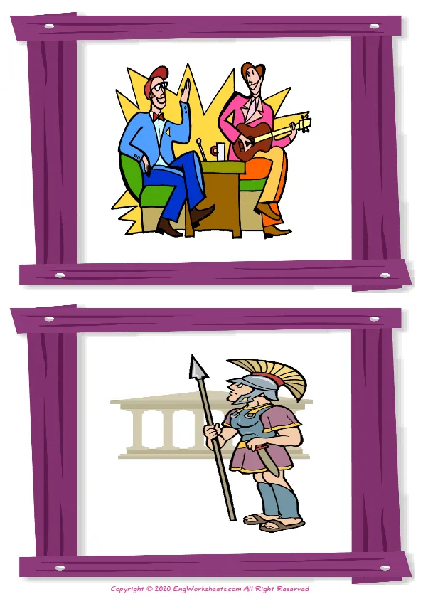 Wordless Tv Programmes vocabulary worksheet with two images per page
