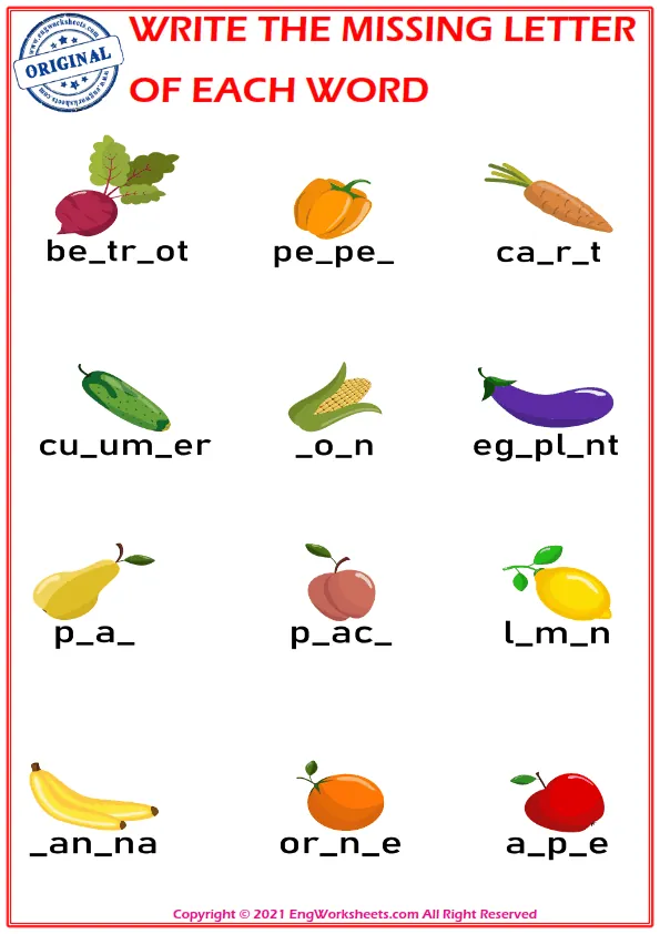 Write the missing letter. Worksheet for education. Fill in the missing letter. Mini-game for children.