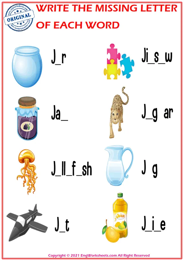 Write the missing letter. Worksheet for education. Fill in the missing letter. Mini-game for children.