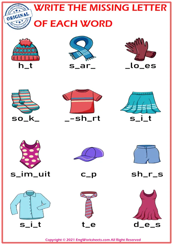 Write the missing letter. Worksheet for education. Fill in the missing letter. Mini-game for children.