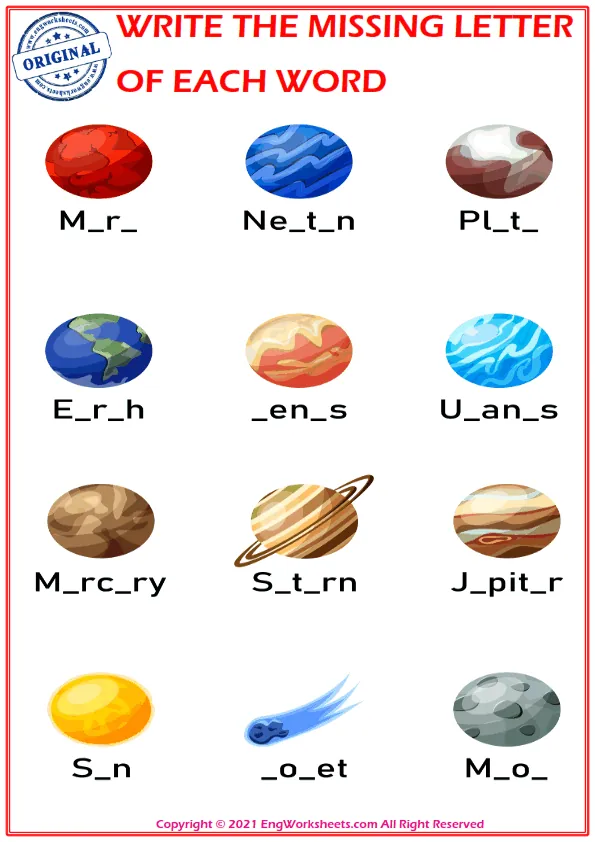 Write the missing letter. Worksheet for education. Fill in the missing letter. Mini-game for children.