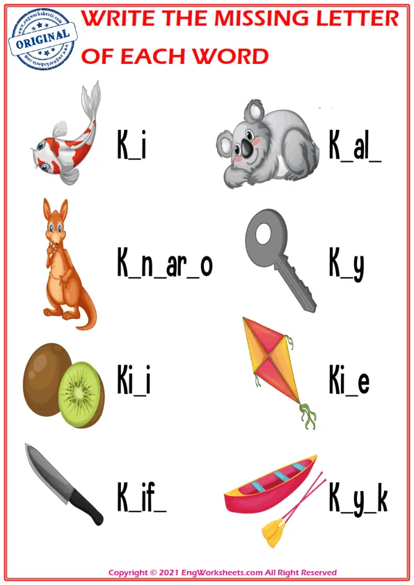 Write the missing letter. Worksheet for education. Fill in the missing letter. Mini-game for children.