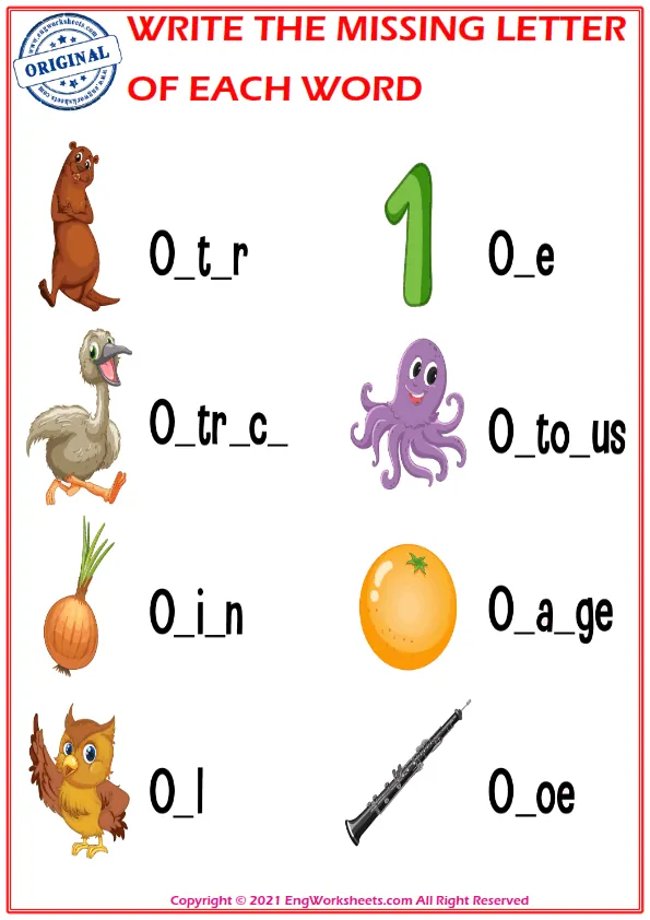 Write the missing letter. Worksheet for education. Fill in the missing letter. Mini-game for children.