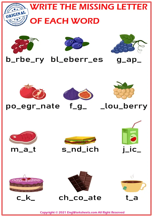 Write the missing letter. Worksheet for education. Fill in the missing letter. Mini-game for children.