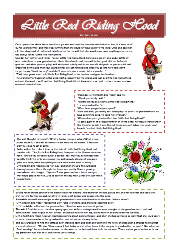 Little Red Riding Hood ESL Printable Worksheets and English Exercises