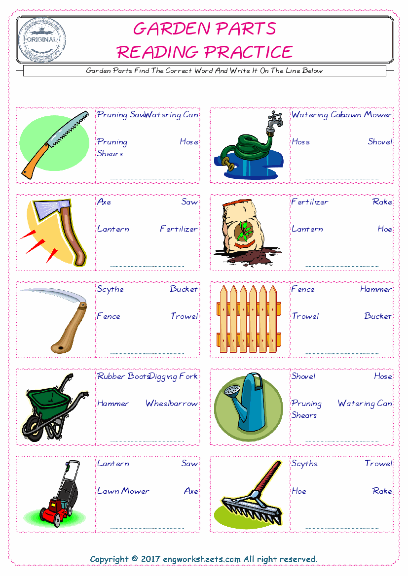 Garden Parts English Worksheet For Kids Esl Printable Picture Dictionary Image Preview