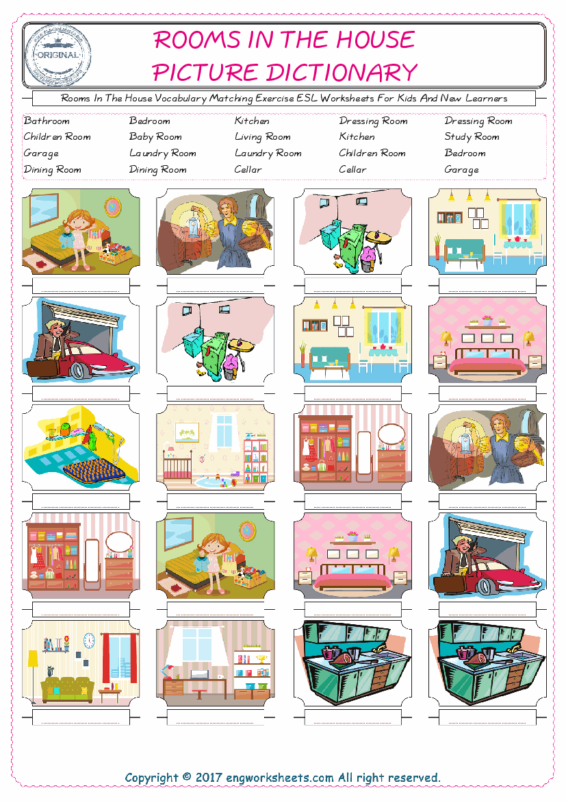 Free Esl Printable Rooms In The House English Worksheets And Exercises For Kids