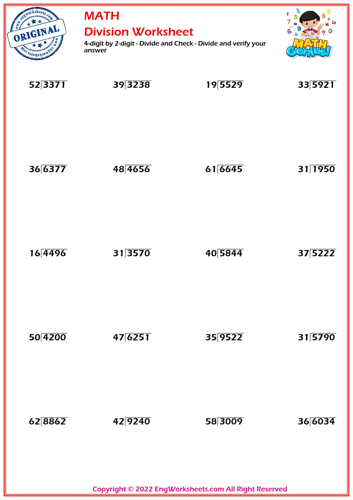 4-digit by 2-digit - Divide and Check - Divide and verify your answer