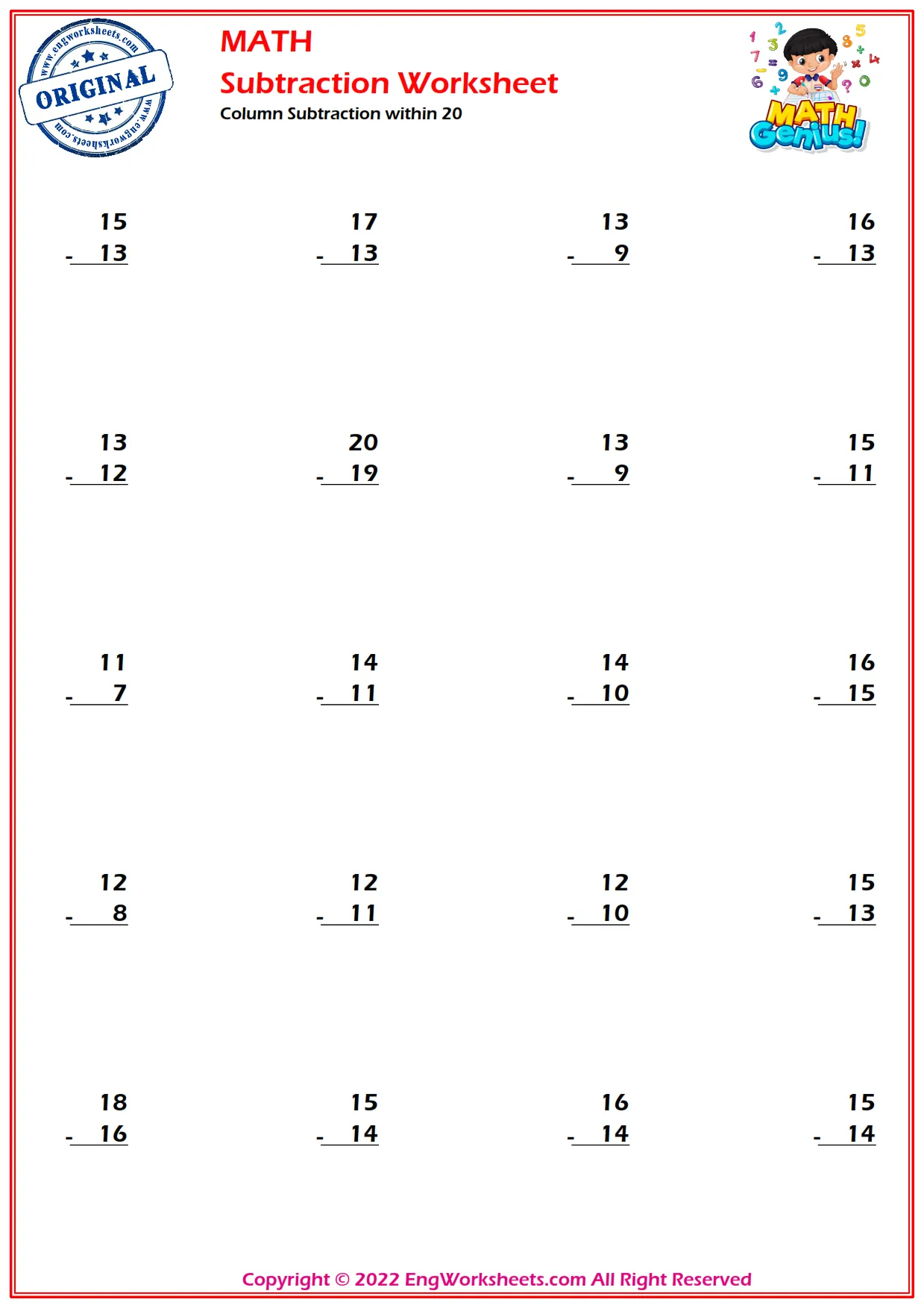 Missing Numbers up to 20