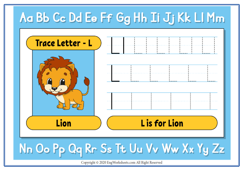 Alphabet Letter L Exercise With Cartoon Vocabulary - Image Worksheets - 38  - EngWorksheets