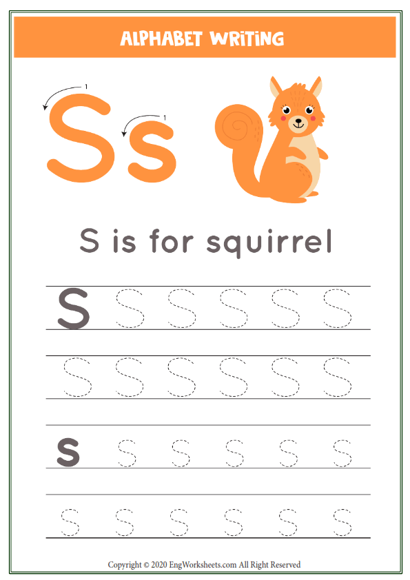 Letter S Alphabet Tracing Worksheet With Animal Illustration - Image  Worksheets - 71 - EngWorksheets