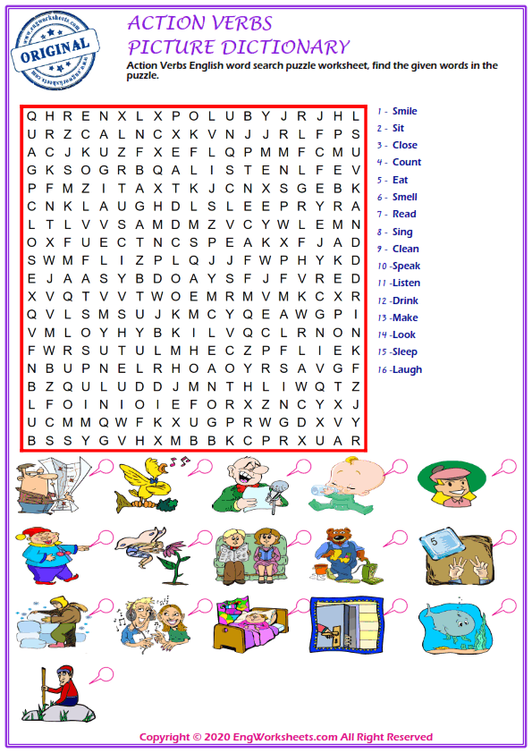 In honor circulation Abrasive Action Verbs ESL Printable Picture Dictionary Worksheet For Kids - Image  Worksheets - 1 - EngWorksheets