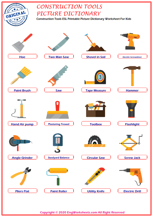 tools worksheet for kindergarten