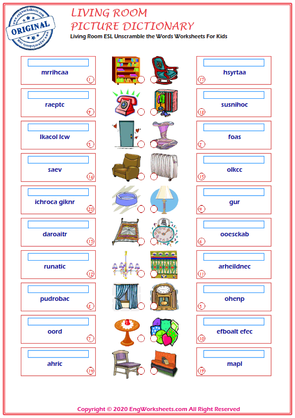 Picture Dictionary Worksheet For Kids