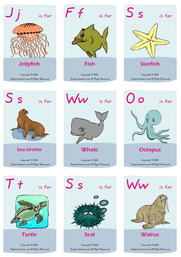 Sea Animals ESL Printable Picture Dictionary Worksheet For Kids - Image  Worksheets - EngWorksheets